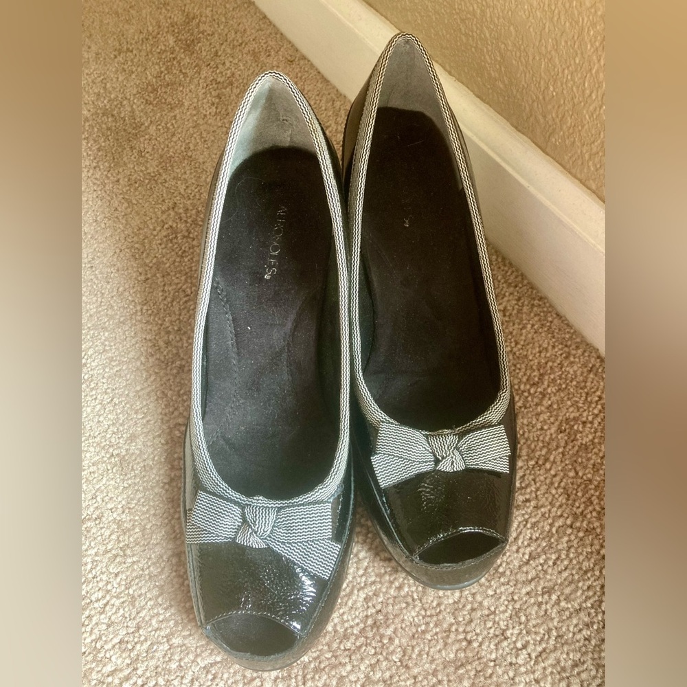 Aerosols Black Open Toe Heels